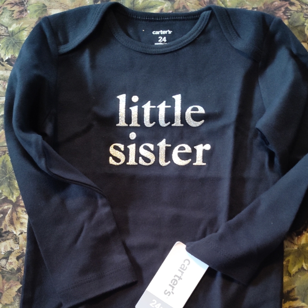 Carter's Black Long Sleeve 'Little Sister' Tee